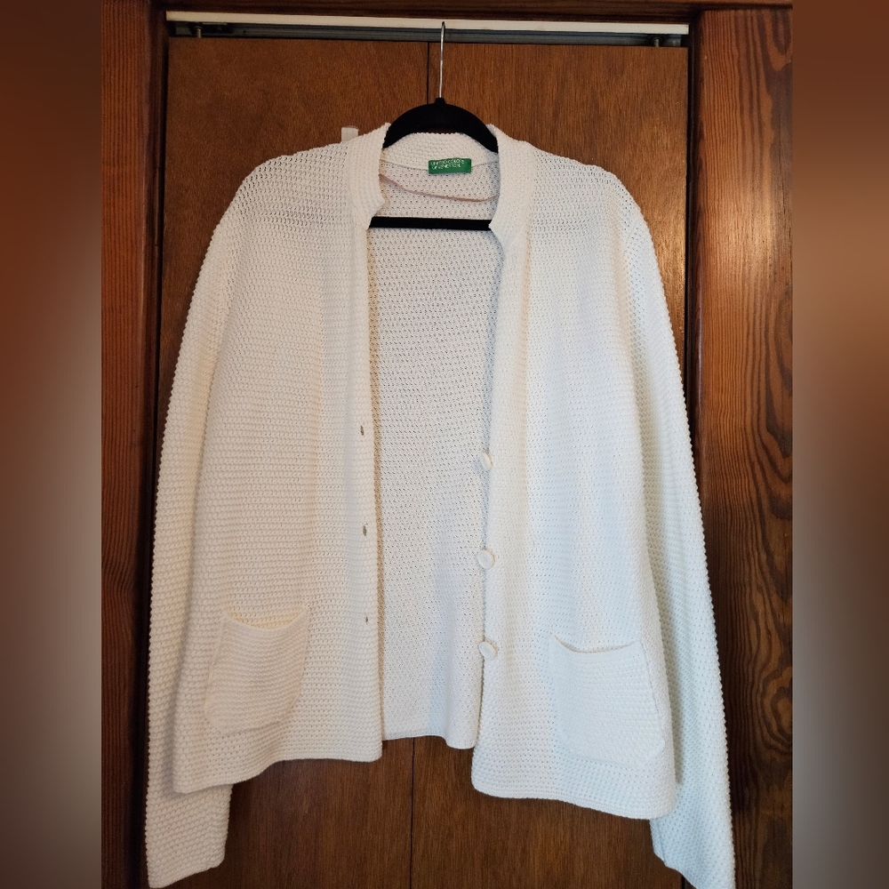 White Cotton Knit Cardigan (L/G)